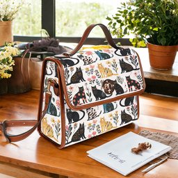Cat Lover Satchel Handbag Botanical Cat Bliss
