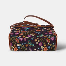 Hummingbird Satchel Handbag Fluttering Duet Faux-Embroidered