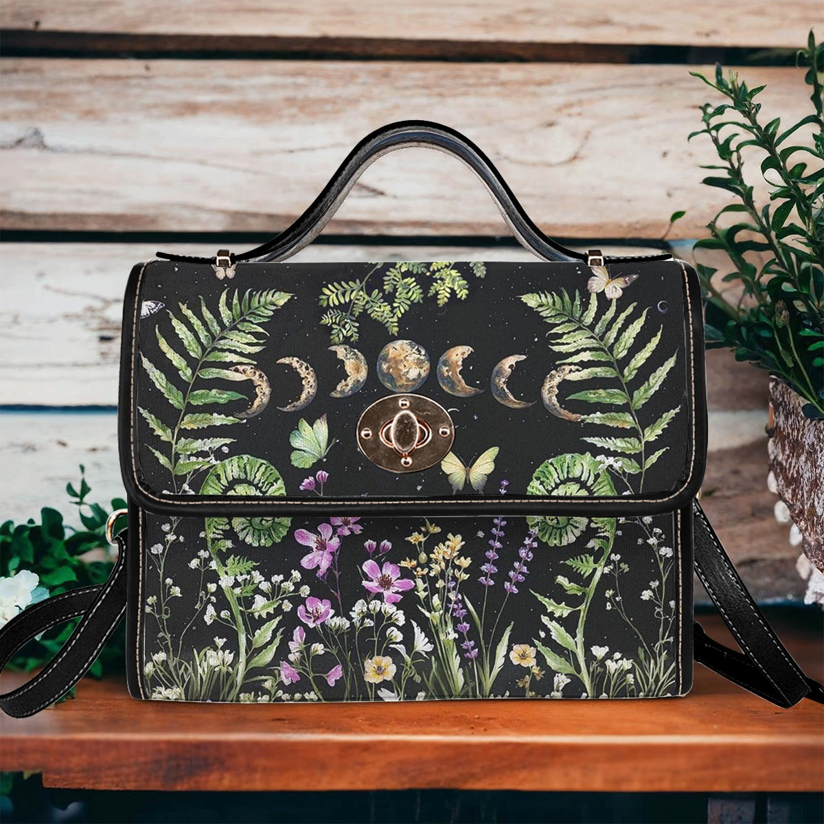 Green Witch Lovers Satchel Handbag Garden Of The Moon