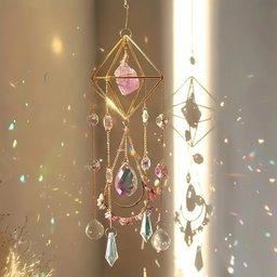 Amethyst Crystal Suncatcher with Gold Plated Hanger for Window and Garden Decor"