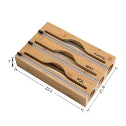 Bamboo kitchen wrap organizer dimensions with foil and cling wrap cutter blades