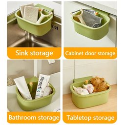 Multi use sink filter basket for sink storage cabinet and bathroom organization
