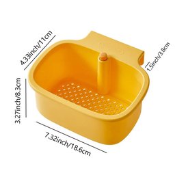 Yellow kitchen sink strainer basket with mesh drain holes