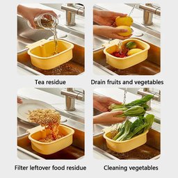 Kitchen sink strainer basket filtering vegetables and fruits with tea residue catcher