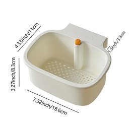 Suspended sink drain basket with dimensions for kitchen vegetable and fruit strainer