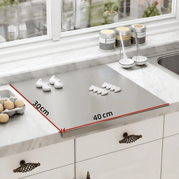 Large stainless steel cutting board 60x40cm with non-slip edge design