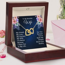 Interlocking Hearts Necklace for To My Beautiful Wife Gift