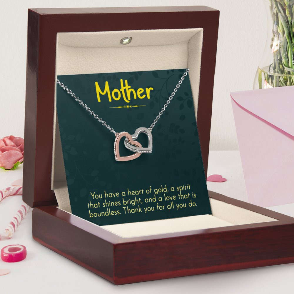 Interlocking Hearts Necklace for Mother Gift