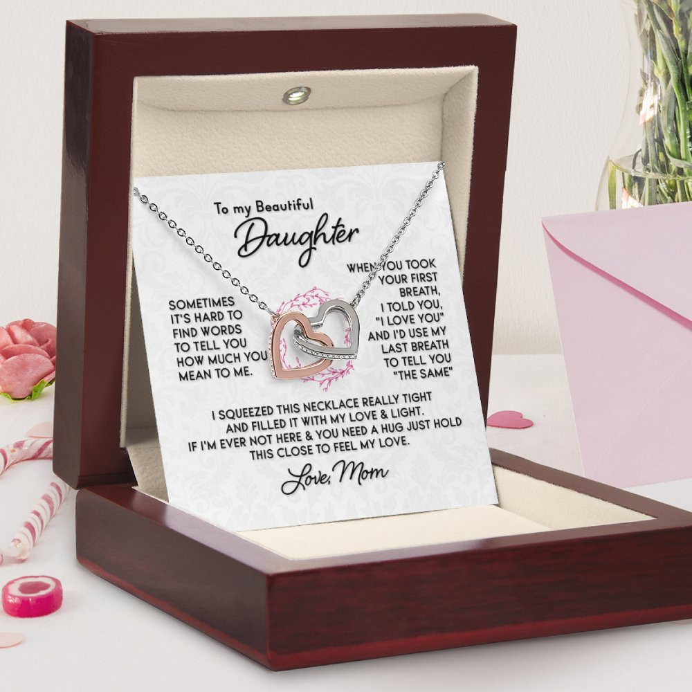 Interlocking Hearts Necklace To My Beautiful Daughter Gift