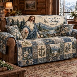 God Divine Grace Quilted Sofa Cover Holiday Living Room Decor Gift For Christmas