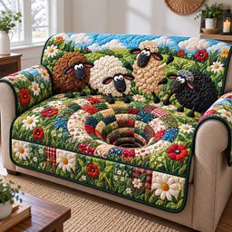 Funky Sheep Groove Quilted Sofa Cover Holiday Living Room Decor Funny Christmas Gifts