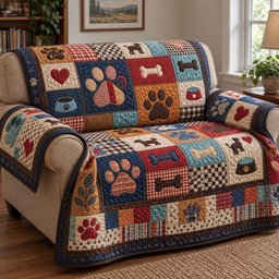Color Pop Paw Quilted Sofa Cover House Holiday Decor Items Secret Santa Gifts