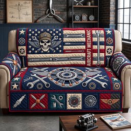 Aircraft Mechanic Quilted Sofa Cover Living Room Sofa Decor Gift For Homeowners
