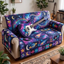 Guitar Lover Quilted Sofa Cover Living Room Sofa Xmas Decor Holiday Gifts