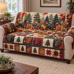 Dachshund Delight Quilted Sofa Cover Holiday Couch Covers Gift For Dachshund Lovers