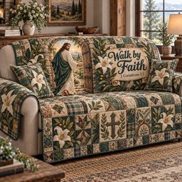 God Endless Mercy Quilted Sofa Cover Holiday Living Room Decor Christian Gifts