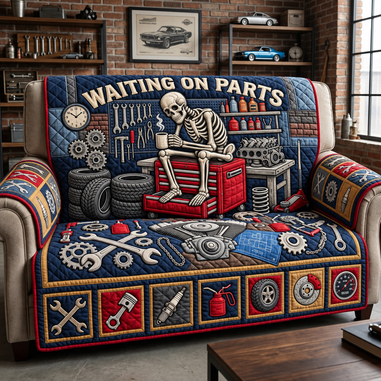 Waiting On Parts Quilted Sofa Cover Quilted Sofa Cover Holiday Decor Xmas Gifts