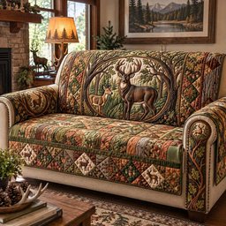 Woodland Buck Legacy Quilted Sofa Cover Christmas Home Decor Xmas Gifts For Dad