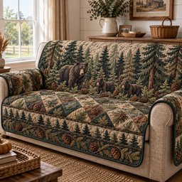 Rustic Forest Folklore Quilted Sofa Cover Couch Covers Christmas Gift For Homeowners_