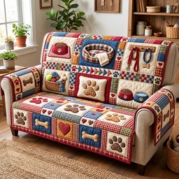 Pet Lover Quilted Sofa Cover Winter Sofa Cover Xmas Gift For Pet Lovers