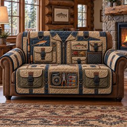 Tactical Angler Vest Quilted Sofa Cover Xmas Couch Decoration Gift For Homeowners