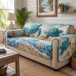 Coastal Tide Wanderers Quilted Sofa Cover Christmas Home Decor Lovers Gifts