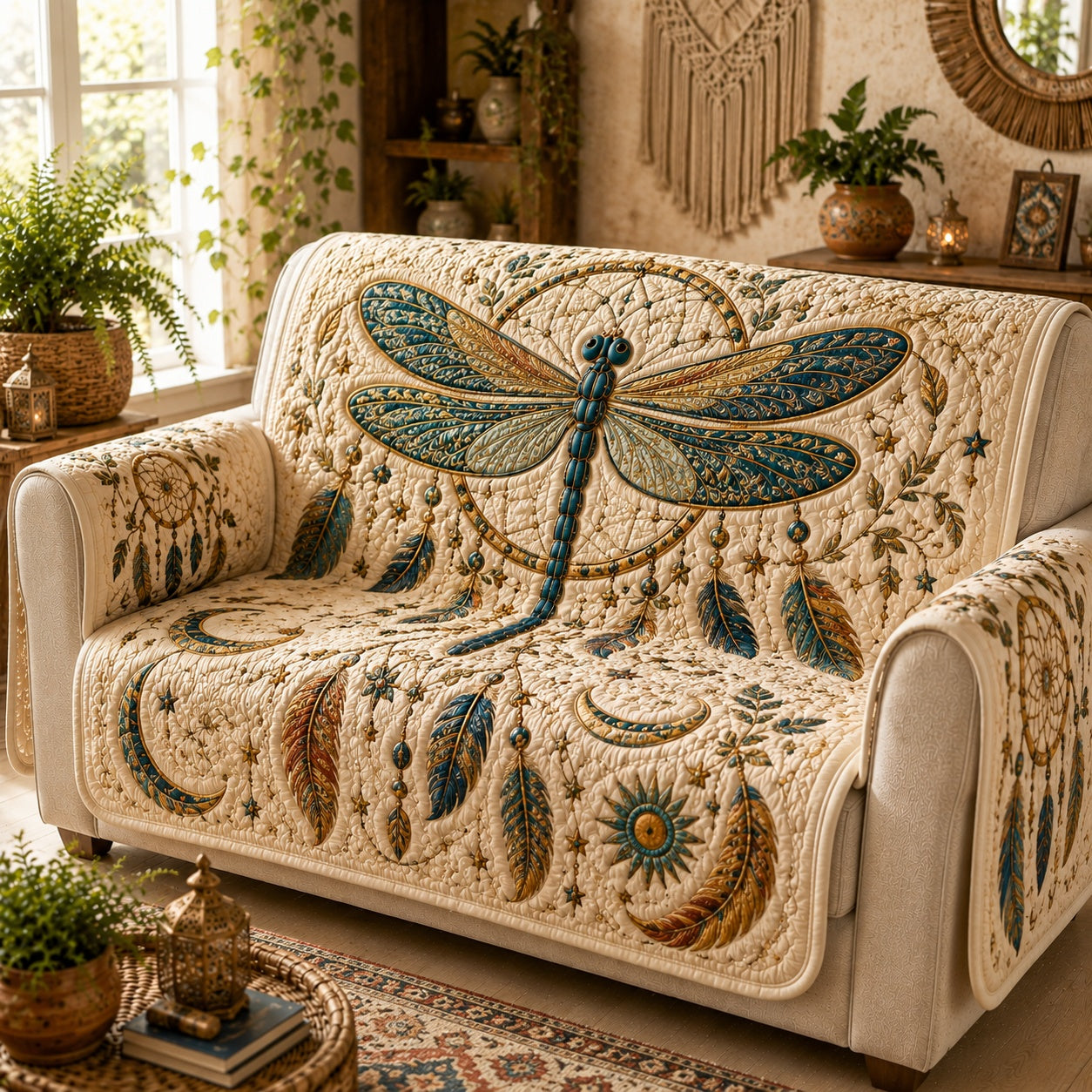 Cosmic Dream Wings Quilted Sofa Cover Xmas Couch Cover Gift For Grandparents