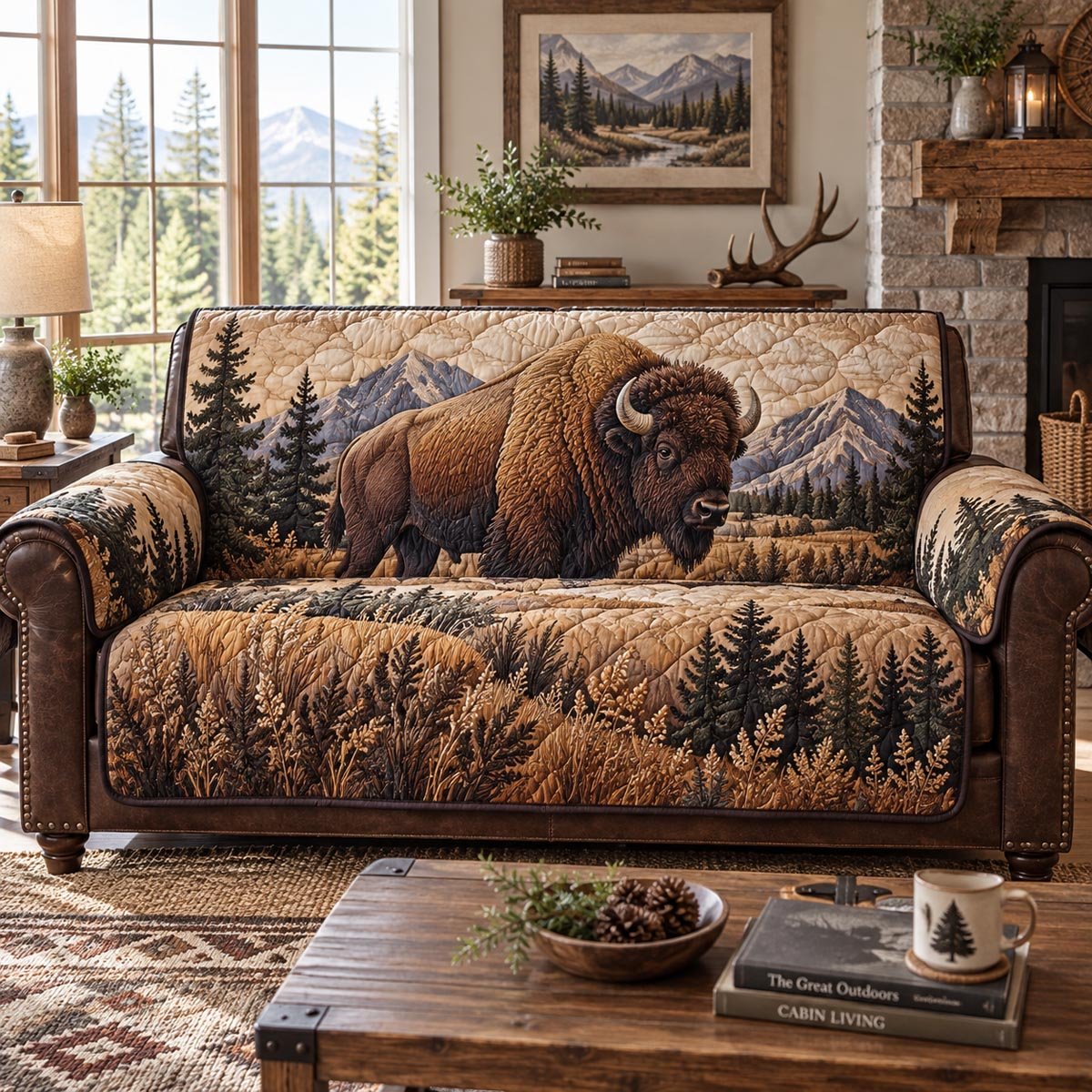Bison Prairie Lodge Quilted Sofa Cover Holiday Home Decor Christmas Ideas For Mom