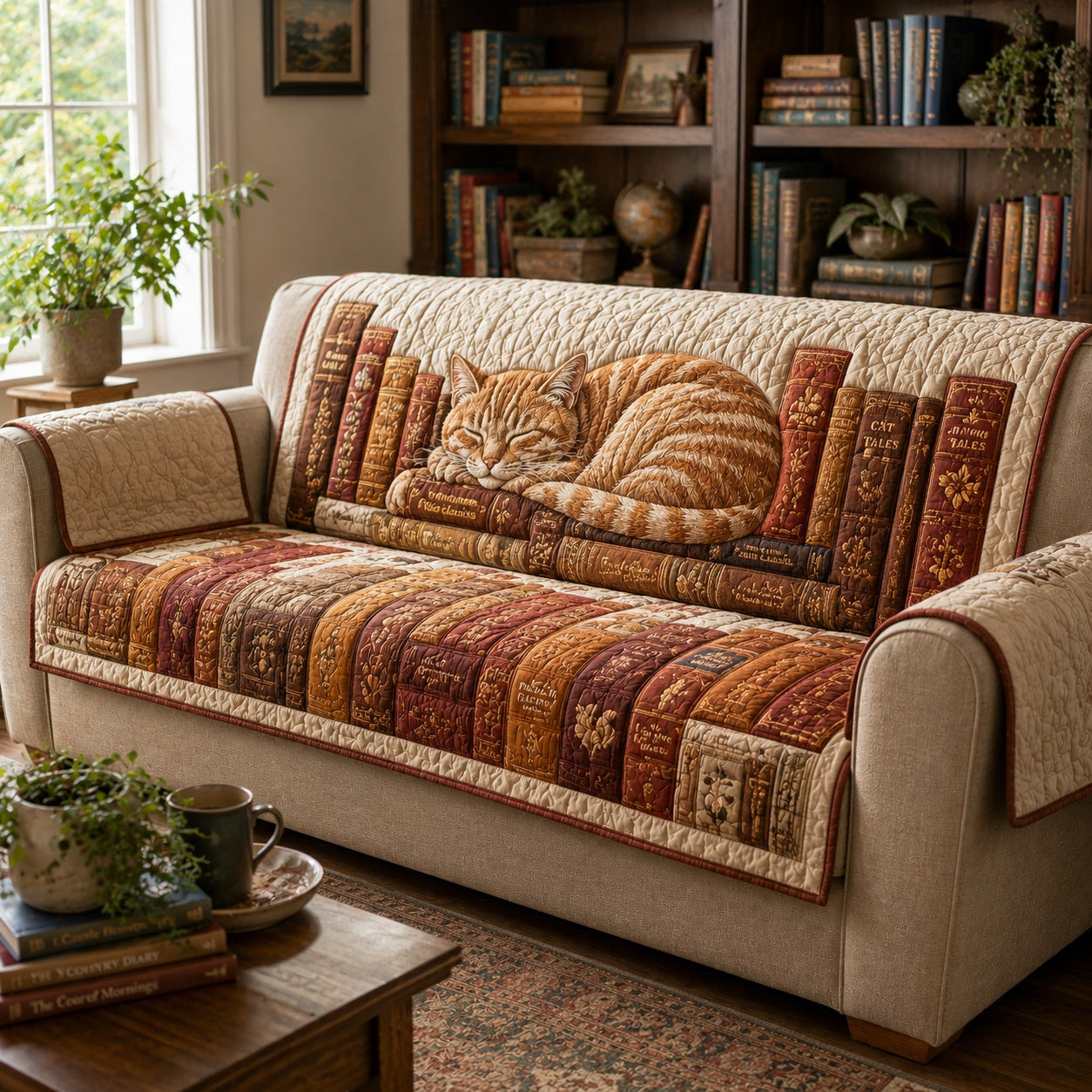 Amber Novel Whiskers Quilted Sofa Cover Xmas Quilted Couch Cover Christmas Gifts