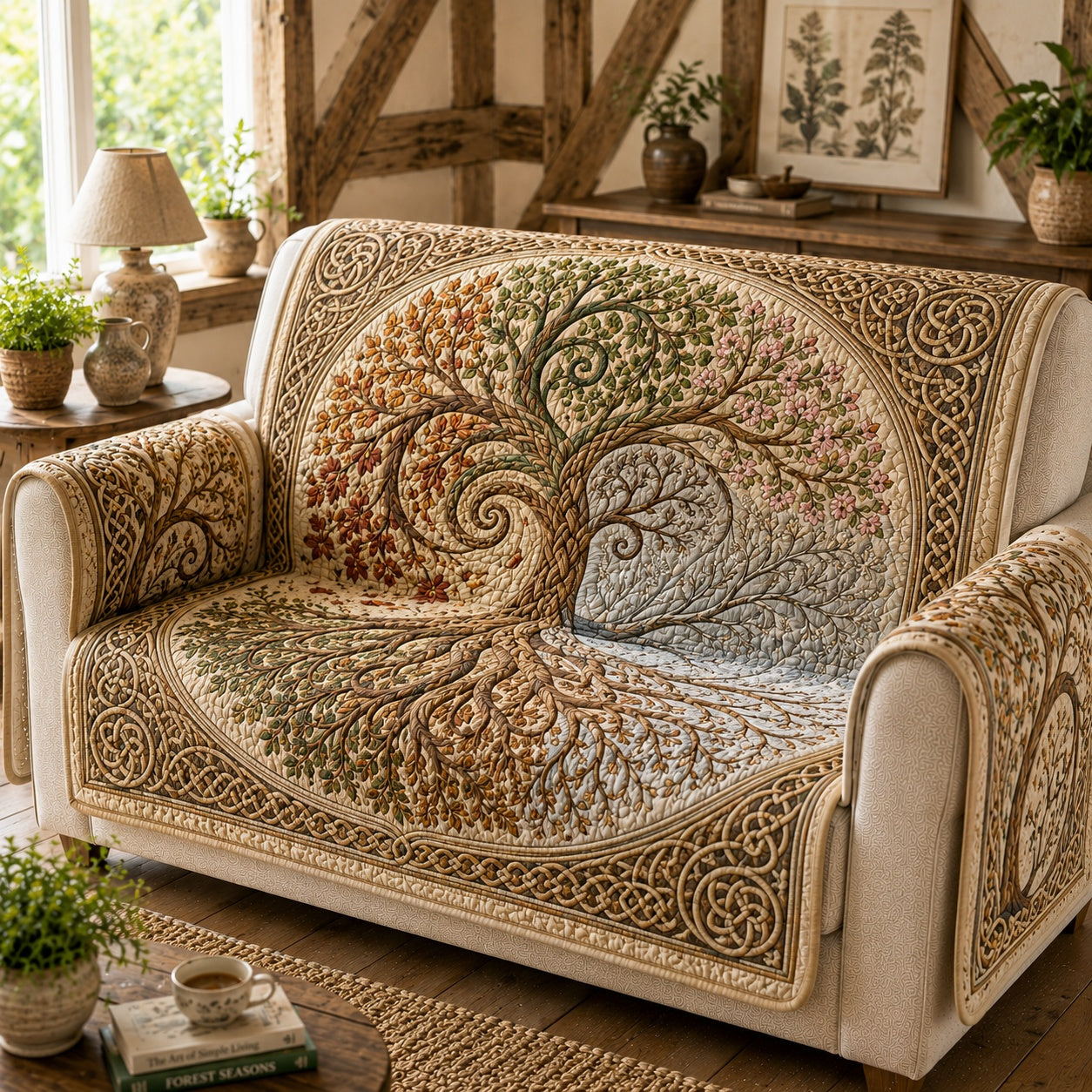 Equinox Temporal Grove Quilted Sofa Cover Quilted Sofa Protector For Christmas Season