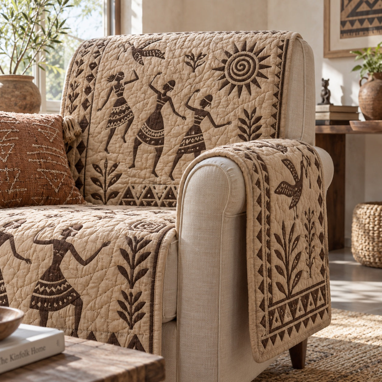 Ancestral Rhythm Quilted Sofa Cover Xmas Home Decor Gift For Homeowners