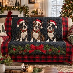 Merry Little Paws Quilted Sofa Cover Christmas Sofa Cover Gift For Pet Owners