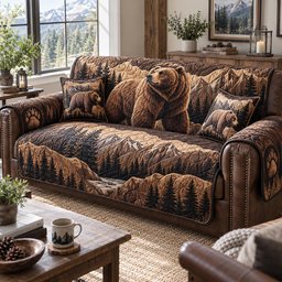 Grizzly Mountain Lodge Quilted Sofa Cover Winter Quilted Sofa Cover Secret Santa Gifts