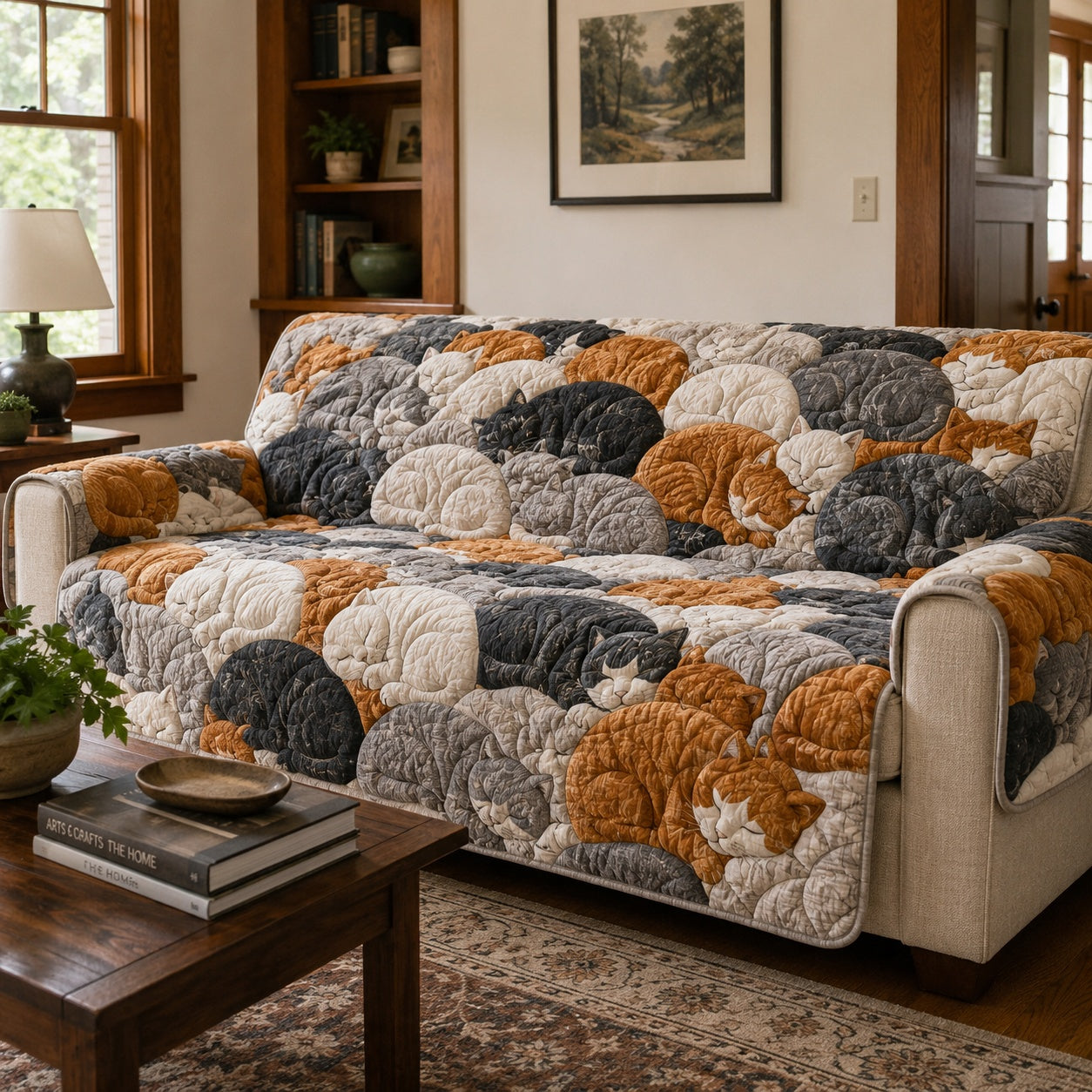 Rustic Hearth Purrs Quilted Sofa Cover Large Sofa Cover Gift For Housewarming