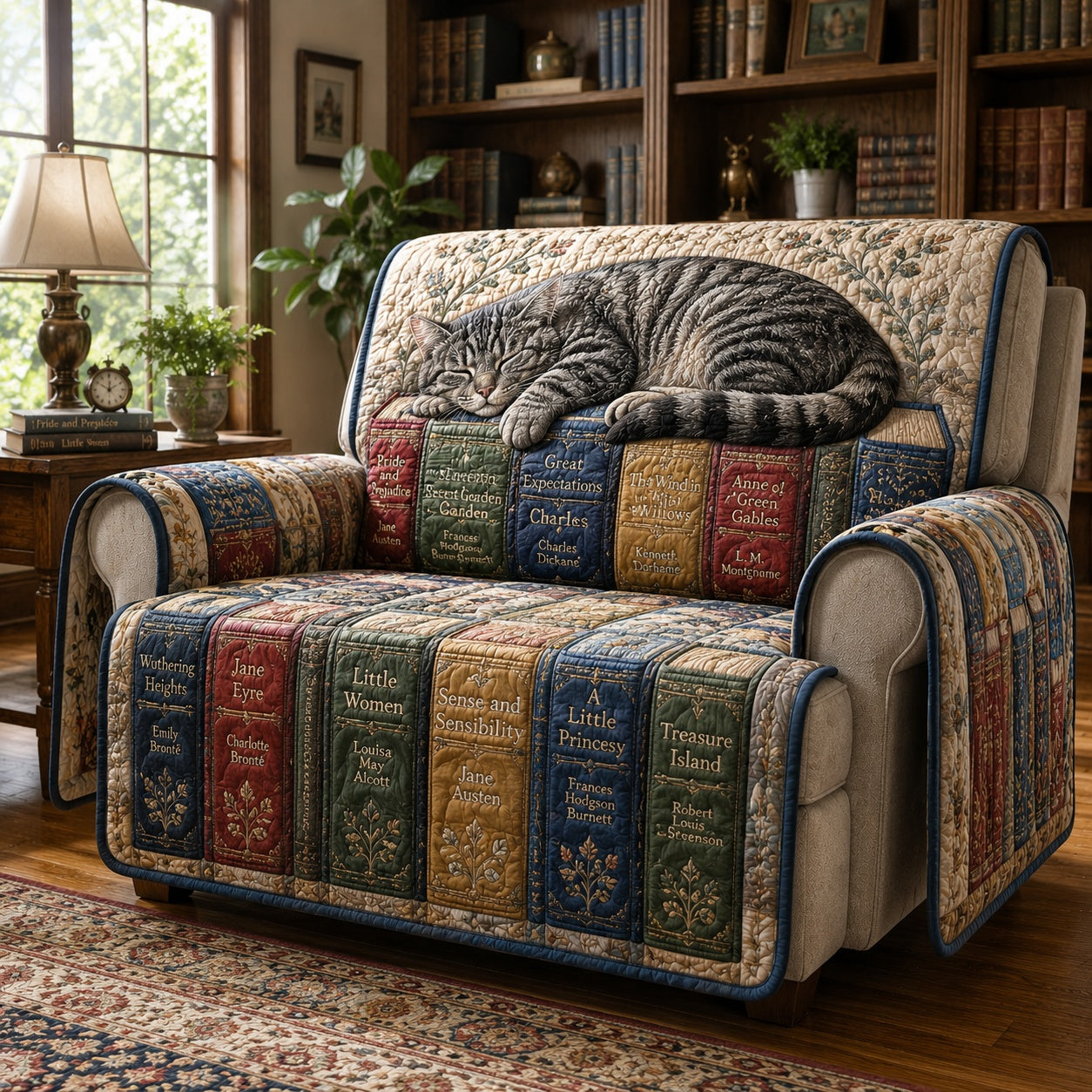 Slumbering Whisker Volumes Quilted Sofa Cover Christmas Quilted Sofa Cover Mom Gift