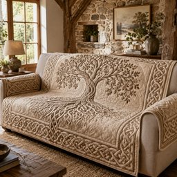 Sepia Ancestral Whispers Quilted Sofa Cover Christmas Home Decor Xmas Gifts_