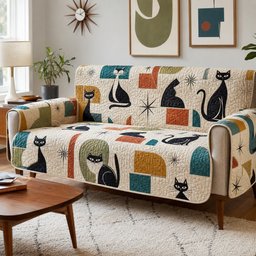 Geometric Midnight Prowl Quilted Sofa Cover Xmas Sofa Protector Husband Gifts