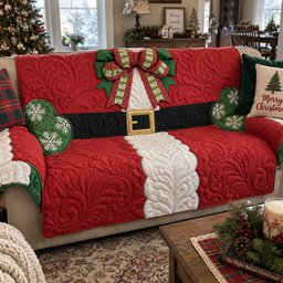 Santa_s Merry Night Quilted Sofa Cover Quilted Living Room Decor Christmas Gifts