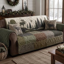 Forest Retreat Quilted Sofa Cover Xmas Quilted Sofa Cover Xmas Gift For Homeowners