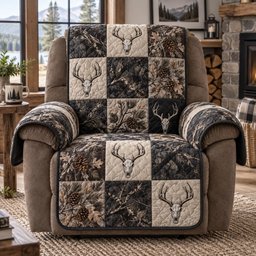 Monochrome Stag Lodge Quilted Sofa Cover Holiday Sofa Cover Gift For New Home