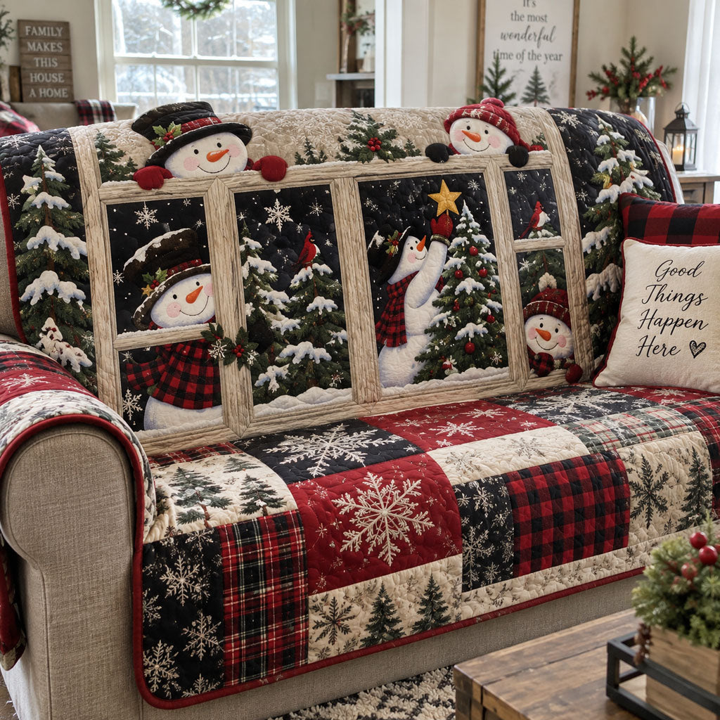 North Pole Quilted Sofa Cover Christmas Couch Cover Best Christmas Gift Ideas_