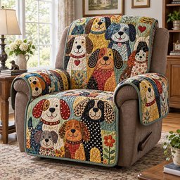 Playful Pup Friends Quilted Sofa Cover Holiday Quilted Sofa Cover Gift For Xmas
