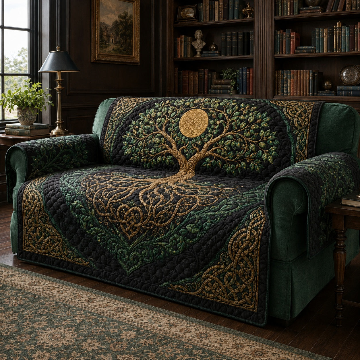 Midnight Forest Aura Quilted Sofa Cover Festive Quilted Sofa Cover Xmas Gift For Family