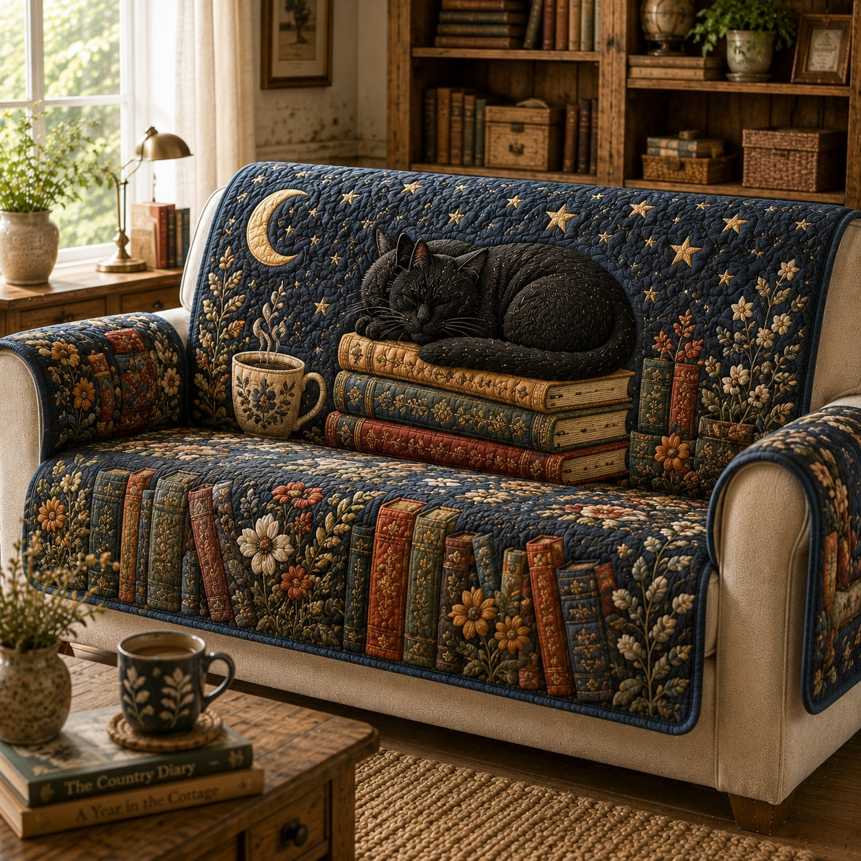 Lunar Library Panther Quilted Sofa Cover Xmas Quilted Couch Cover Holiday Gifts