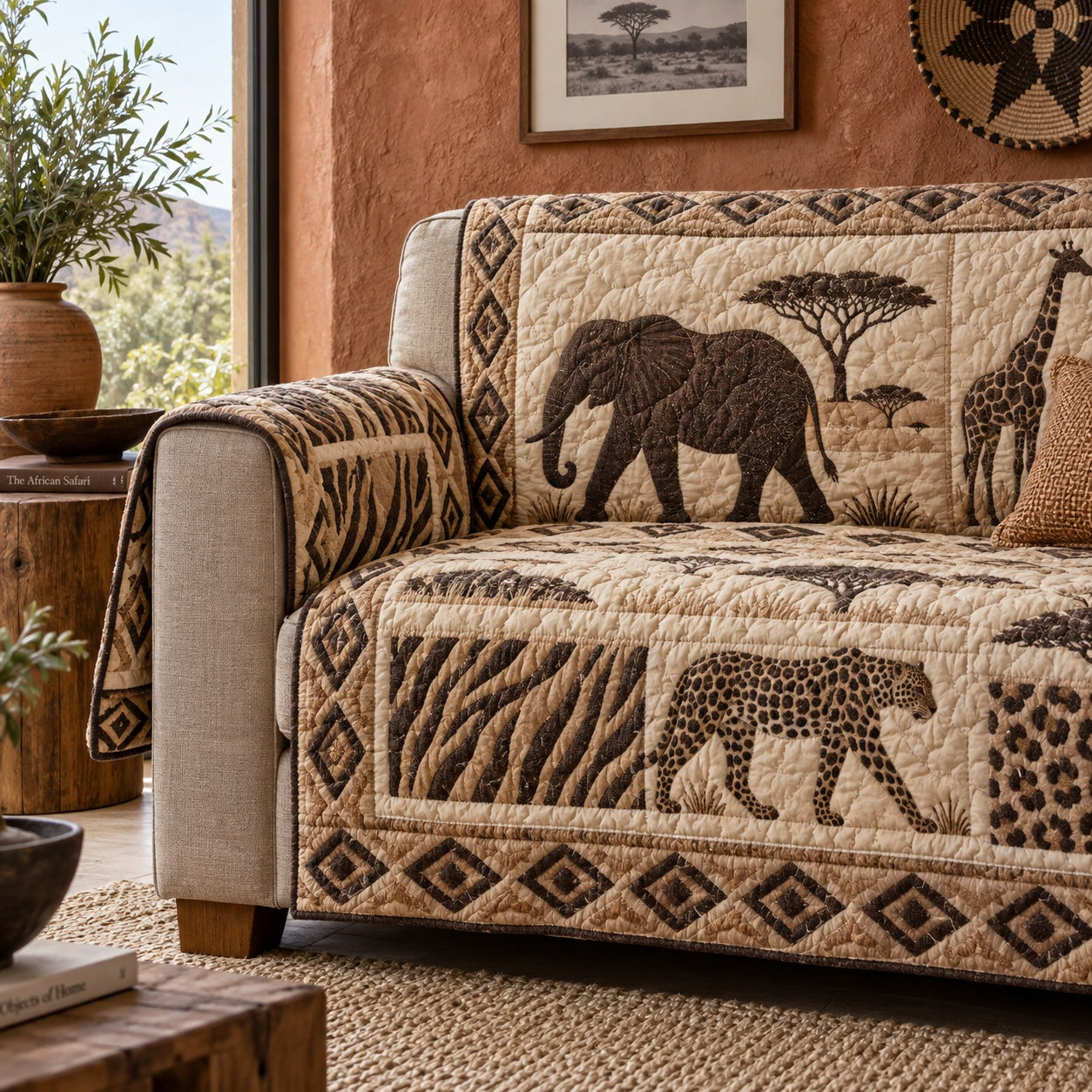 Serengeti Roam Quilted Sofa Cover Festive Quilted Sofa Cover Christmas Gift Ideas