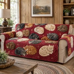 Ruby Starlit Meows Quilted Sofa Cover Christmas Sofa Cover Xmas Gift For Mom