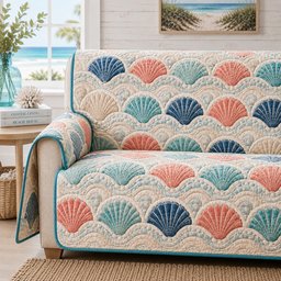 Mermaid Shell Tide Quilted Sofa Cover Christmas Quilted Sofa Cover Gift For Parents