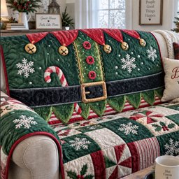 Merry Little Christmas Quilted Sofa Cover Christmas Quilted Couch Cover Son Gifts