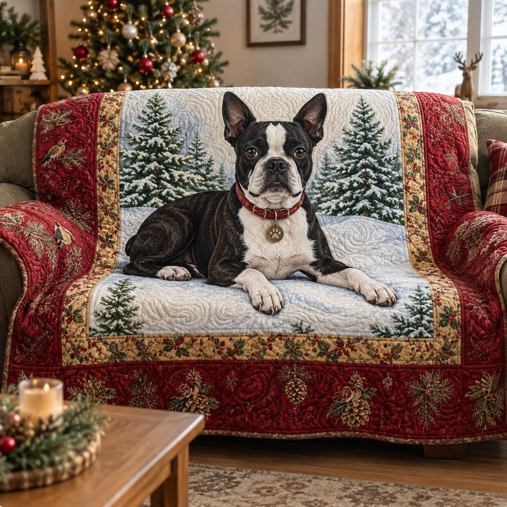 Festive Forest Friends Quilted Sofa Cover Quilted Couch Cover Gift For Christmas