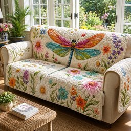 Vivid Blossom Glider Quilted Sofa Cover Xmas Quilted Sofa Cover For Cozy Living Rooms